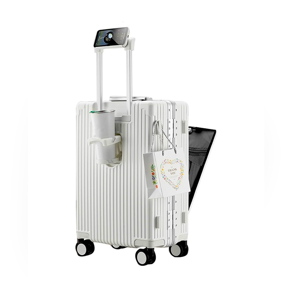 Hard Expandable Spinner Wheel,TSA lock,Cup Holder,Phone Holder,2 phone chargers.